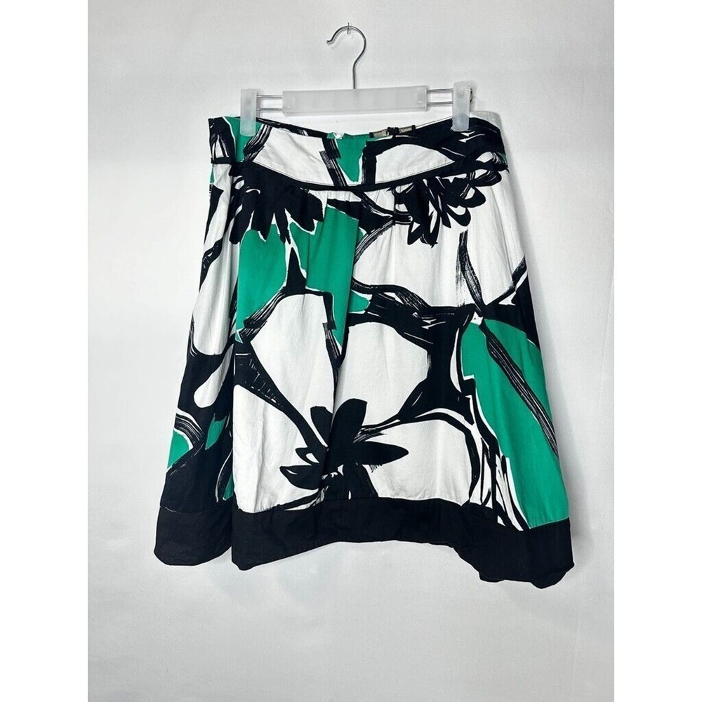 LILY Skirt A-Line Flare Floral Green Black Sz Medium Zip Casual Lined - Picture 2 of 6